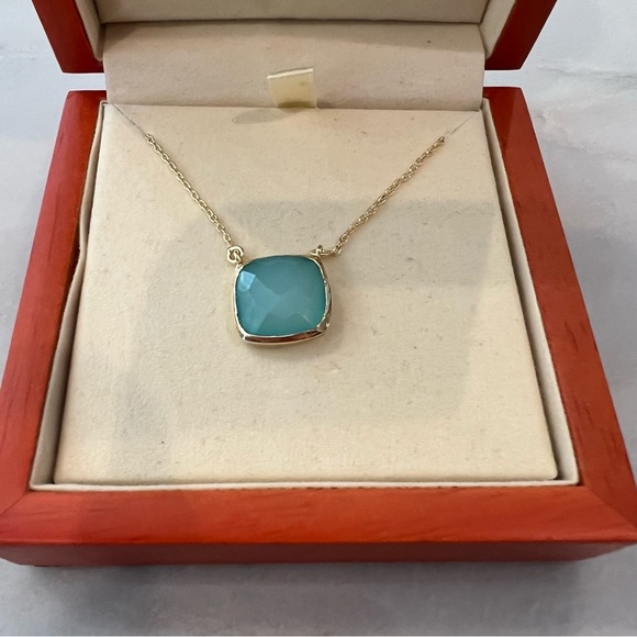 🎂😀NIB Argento Vivo - Delicate 14K Gold Plated Necklace w/Semi-Precious Stone - Picture 2 of 4